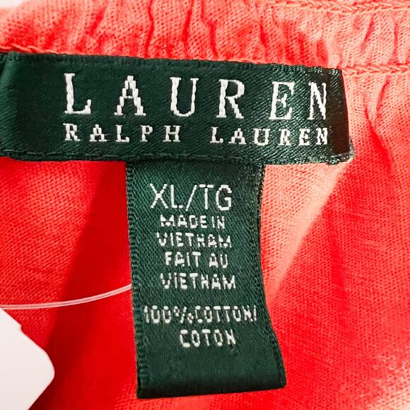 NEW Lauren Ralph Lauren Top Womens XL Mature Basic Preppy Boho Spring Stretch - Picture 6 of 7